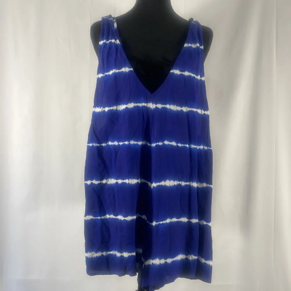 Blue, white Tie died jumper, shorts set onsie, Cover up, V neck,small - Picture 9 of 9